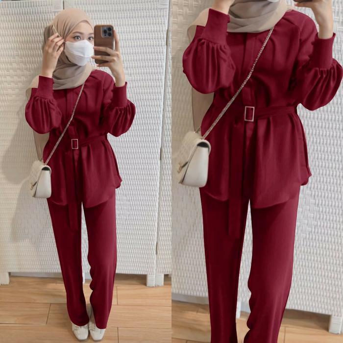 Set Steffi Crinkle Setelan Wanita Wanset Kekinian Fashion Wanita Setelan Muslim