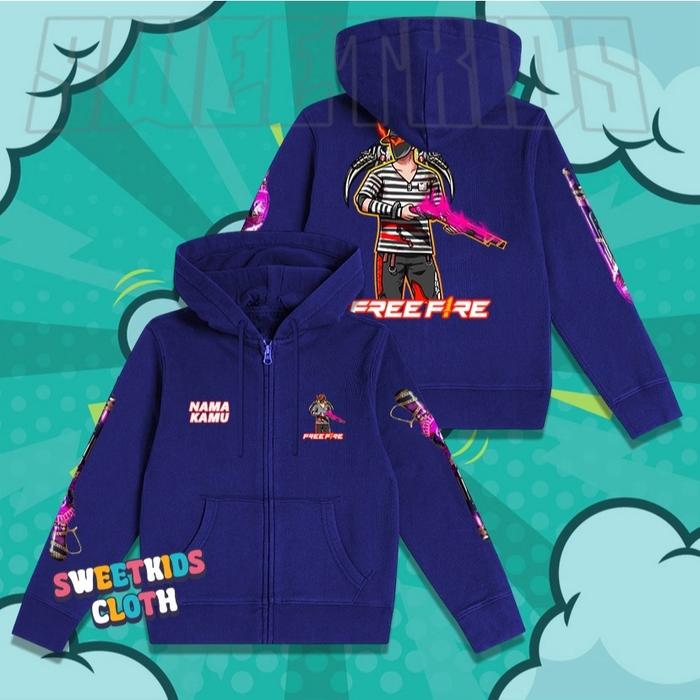 Hoodie Zipper Anak FF Free Fire SG Rapper / Jaket Anak FF SG M1887 Rapper Free Fire Gratis Nama
