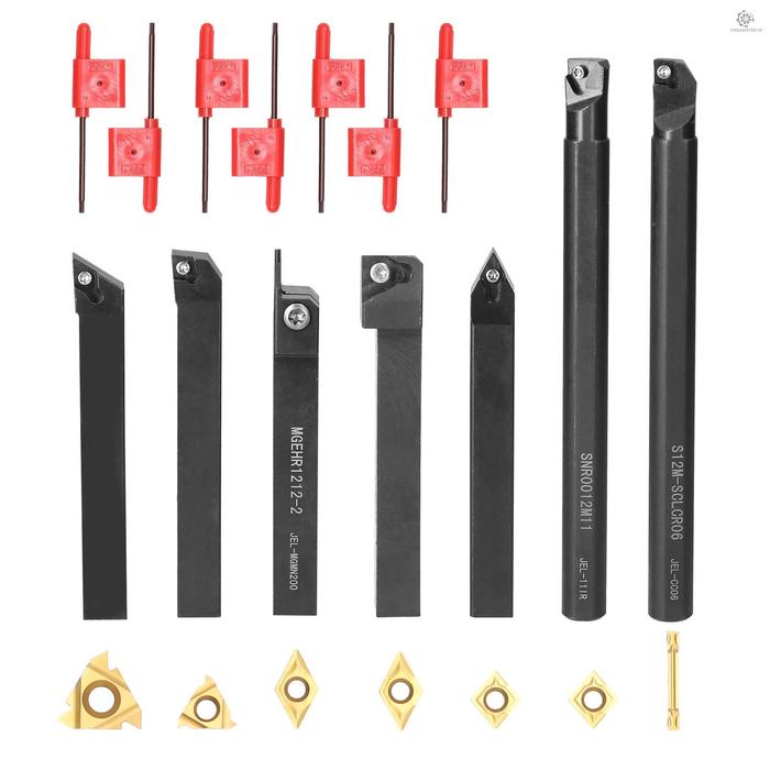 Tlms 7pcs / Set Insert Holder Shank Diameter 12mm Untuk Mesin Bubut