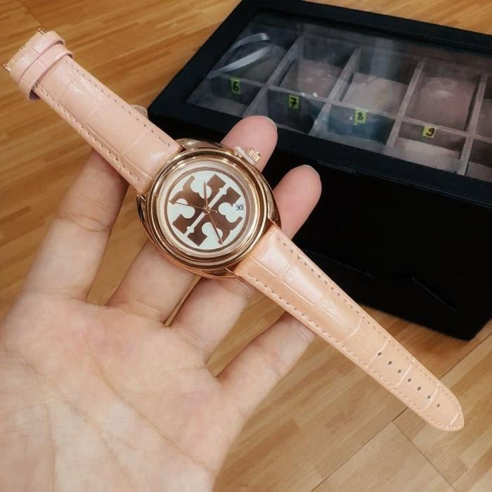 Super Murah! ( BISA COD ) Jam Tangan Wanita TORY BURCH Tali Kulit Tanggal Aktif Jam Tangan Fashion C