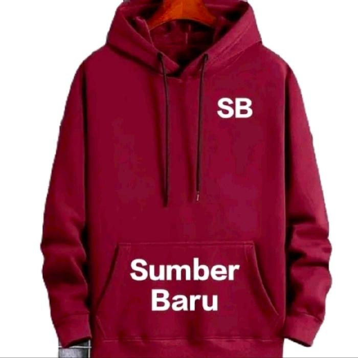 Sumber Baru Jaket Hoodie SB Maroon dengan Logo Putih untuk Pria dan Wanita