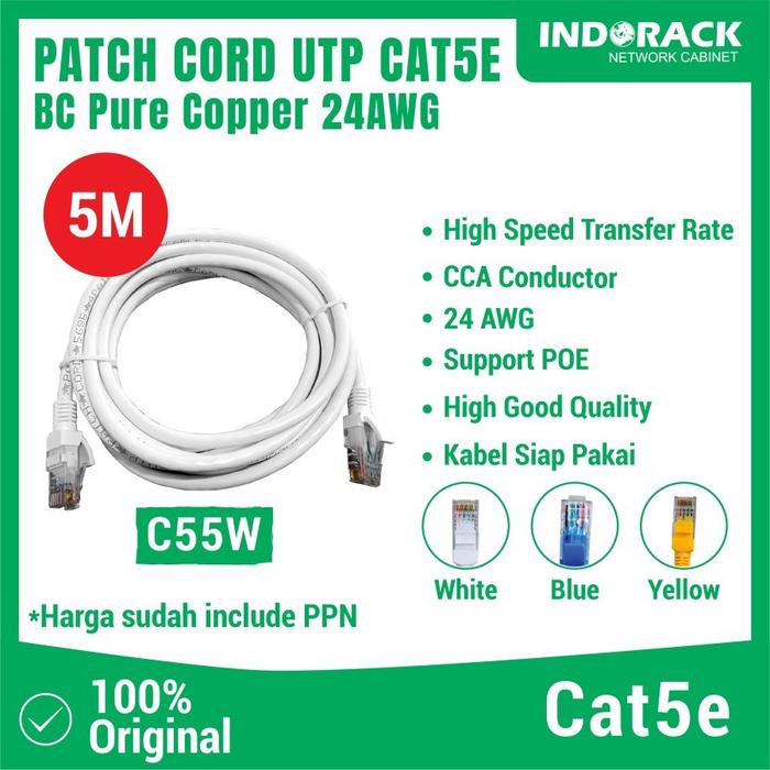 Patchcord 5M INDORACK Patch Cord CAT5e KABEL LAN Utp 5 Meter RJ45
