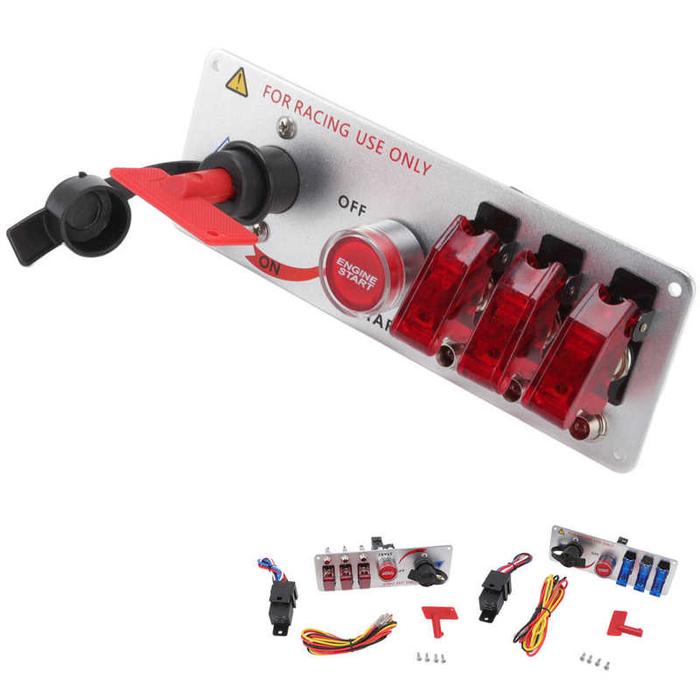 5 Dalam 1 12V Panel Sakelar Pengapian Sakelar LED dengan Tombol Tekan