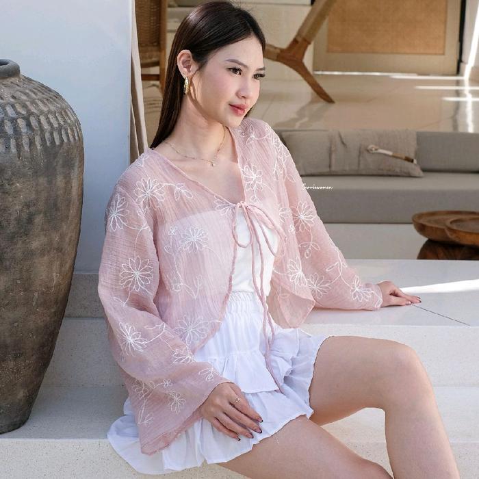 LUUNA OUTER EMBROIDERY - Outer Wanita Transparan Outer Summer Wanita Outer Embroidery Wanita Outer B