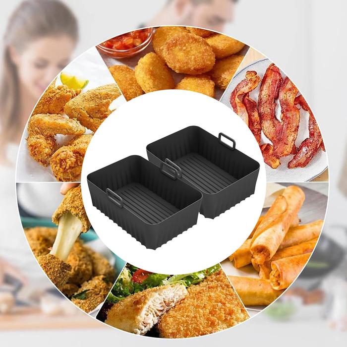 2pcs Airfryer Grill Dishes Rectangular Silicone Airfryer Au Gratin