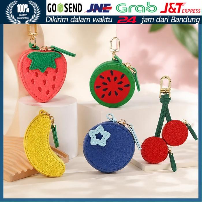 Dompet Koin Gantungan Tas Mini Bentuk Buah Warna Blueberry / Cherry / Banana / Watermelon / Strawber