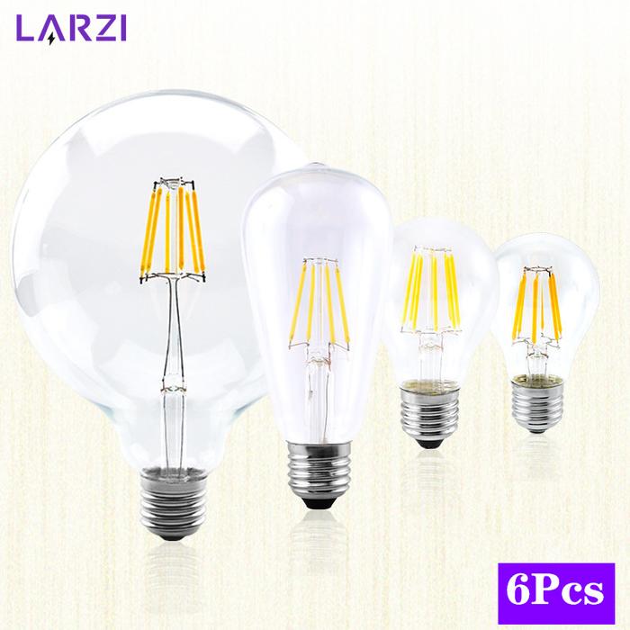 6pcs/lot LED Candle Bulb C35 ST64 Vintage Lamp E14 LED E27 A60 G85