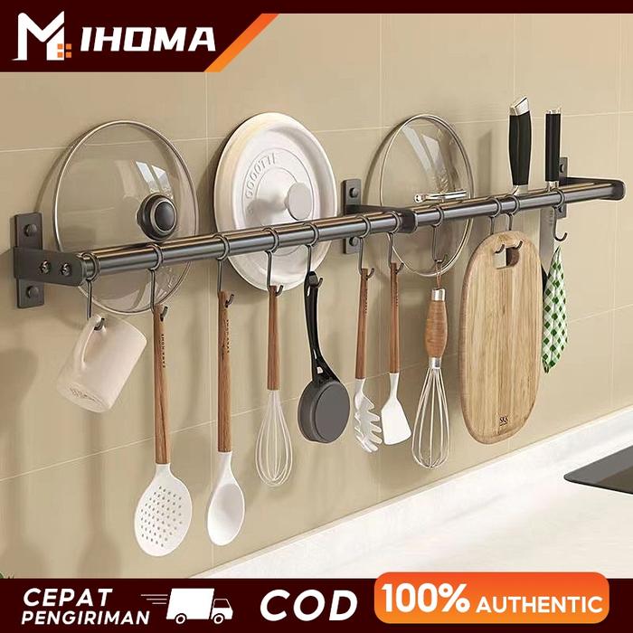 Gantungan alat dapur panci pisau Kitchen bar 50cm 80cm 100cm kitchen bar single double gantungan rak