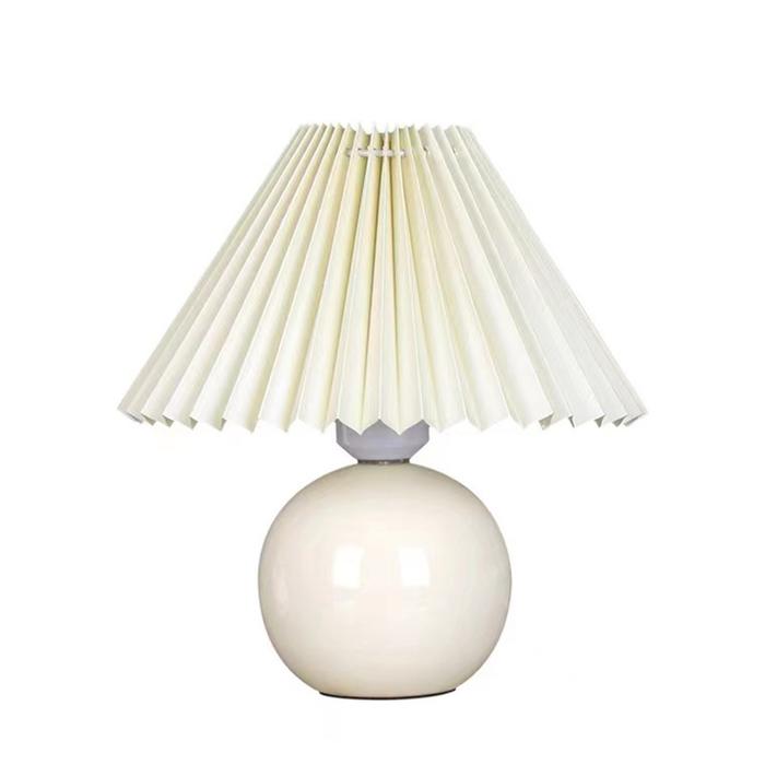 Creative ceramic table lamp ins Bedroom bedside pleated table lamp