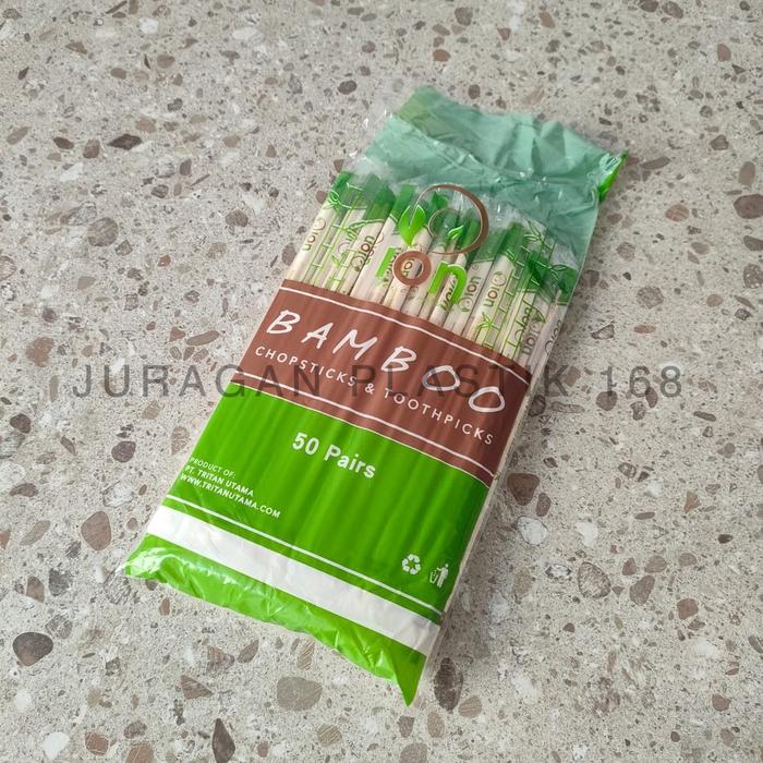 Sumpit Panda 50pasang ada tusuk gigi bamboo/ Sumpit bambu