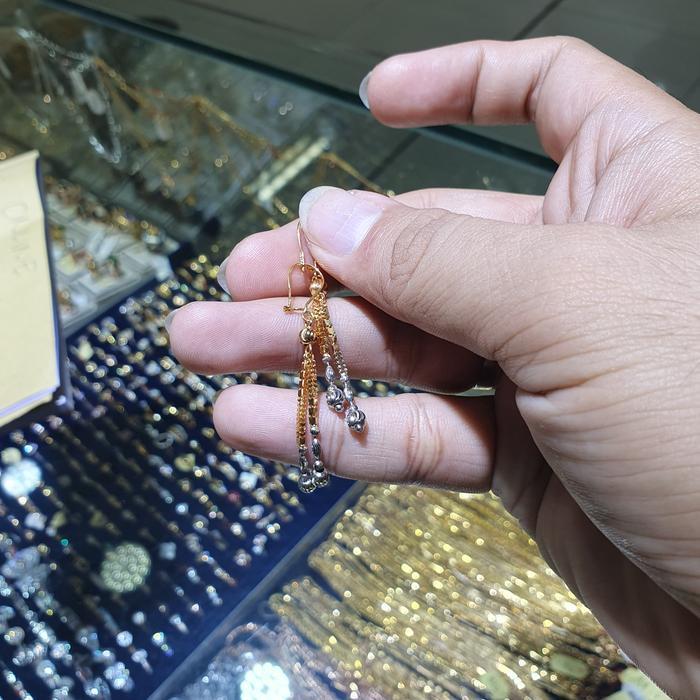 anting desi panjang italy kombinasi warna emas 700