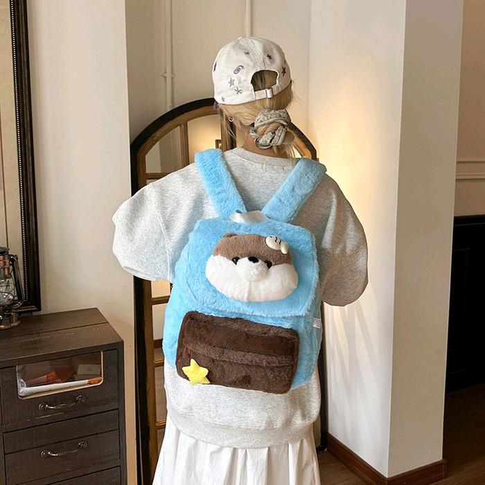 Tas Ransel Bulu Guguk Tutup Boneka Backpack Tas Sekolah Guguk Panda Muat LKS
