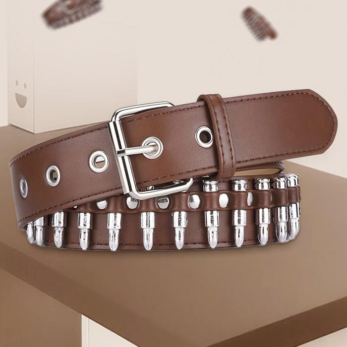 Fashion Bullet Belt Trendy Personality Punk Decoration Outdoor Travel Jeans Belt Simple Belt
