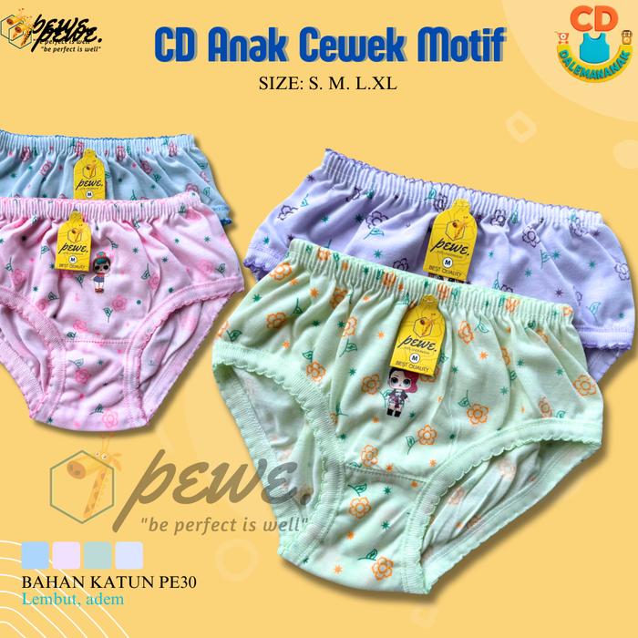 12 Pcs Celana Dalam Anak Cewek Perempuan / Sempak Anak Cewek Warna warni / CD Anak Cewek Bahan Katun