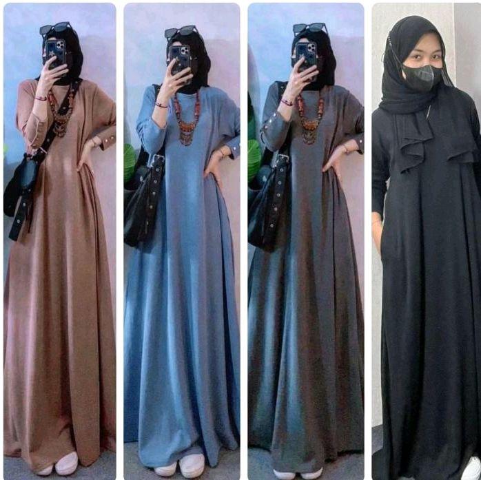 SERIN DRESS BASIC - Dress Basic ala Artis Inara Rusli Model Simpel Eye Catching dengan Kancing di Ta