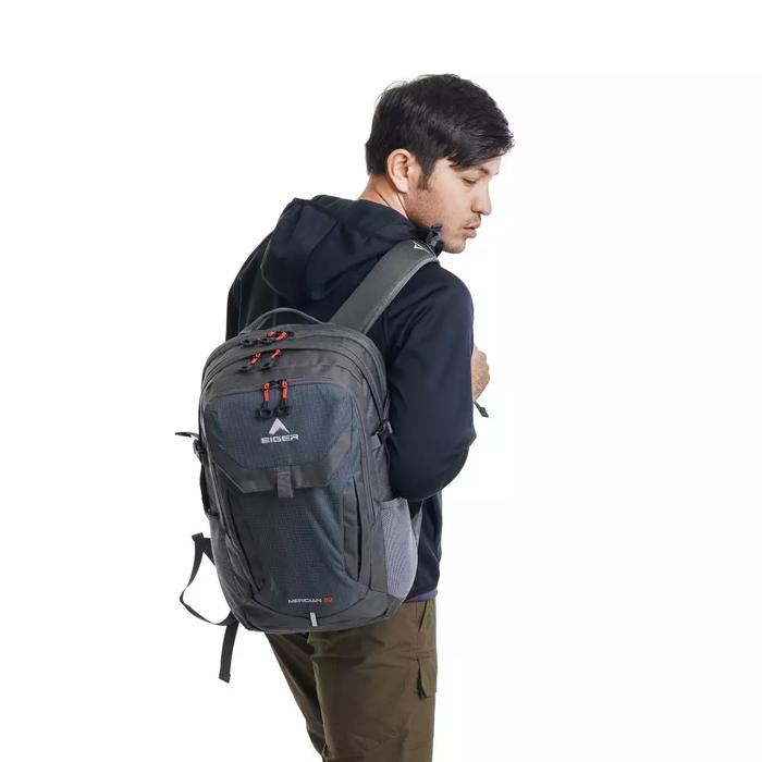 Tas Ransel Pria Eiger Meridian 30 Warna Dark Grey 910000358 Laptop Backpack 14" Kompartemen Luas & K