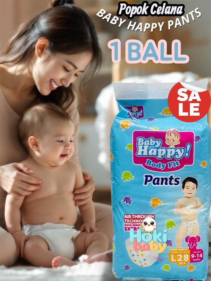 BABY HAPPY PANTS BODY FIT 1 BALL CELANA POPOK S38+2 / M32 / L28/ XL26 / XXL24 pampers nb Paket merri