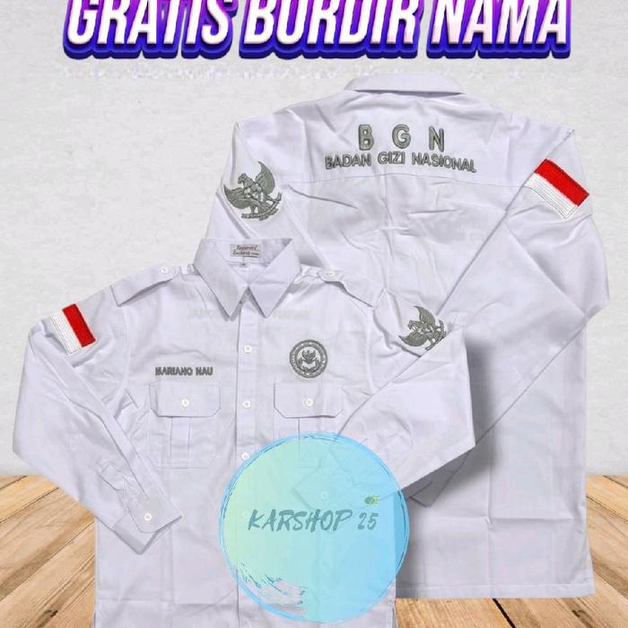 KEMEJA BGN LENGAN PANJANG TERBARU KEMEJA BGN LOGO TIMBUL KEMEJA BGN BORDIR 3D KEMEJA KERJA BGN