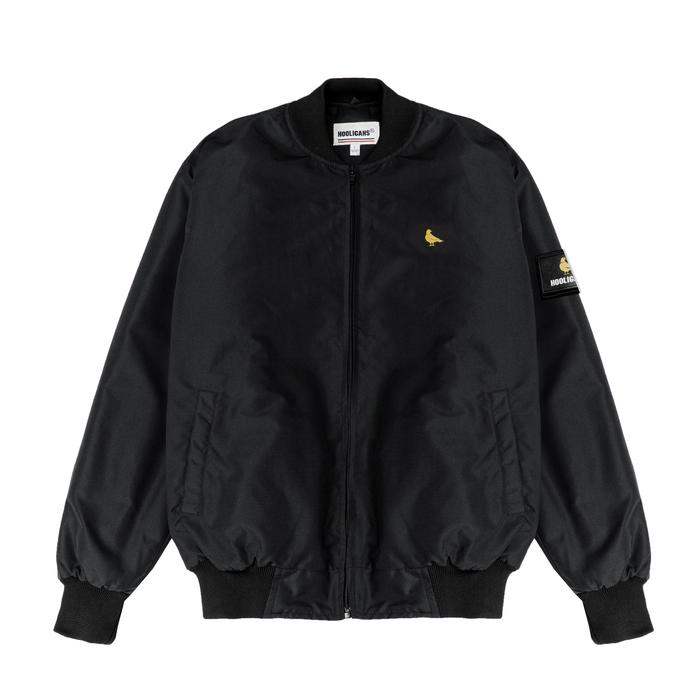 Hooligans Jacket Bomber Hugo Black  Jaket Hitam Casual Pria Zipper Tebal