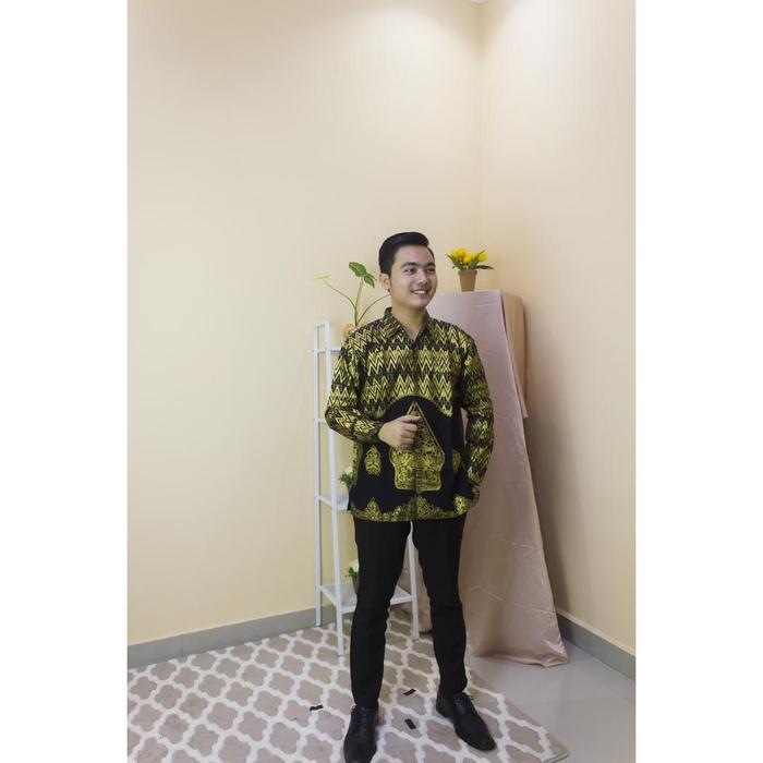 Baju Batik Songket Palembang Motif Wayang Hitam ( Bisa Couple )