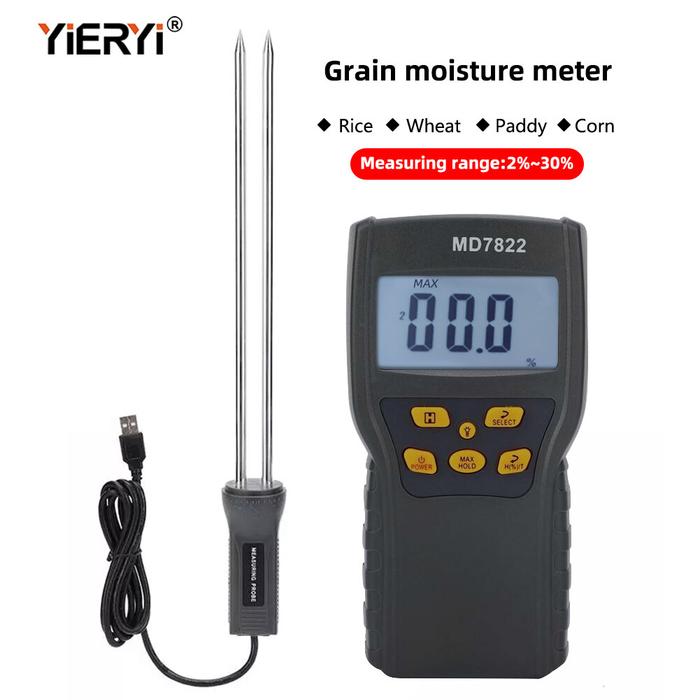 Yieryi MD7822 Penguji Kelembaban Biji, Alat Uji Lembab Digital Yang