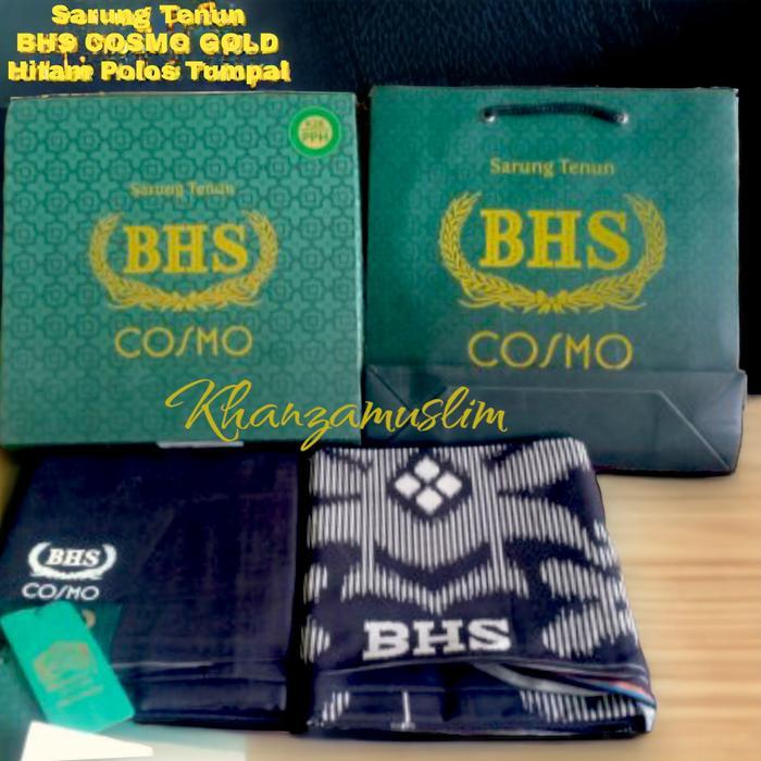 SARUNG TENUN BHS GOLD || BHS COSMO HITAM POLOS Kain Muslim