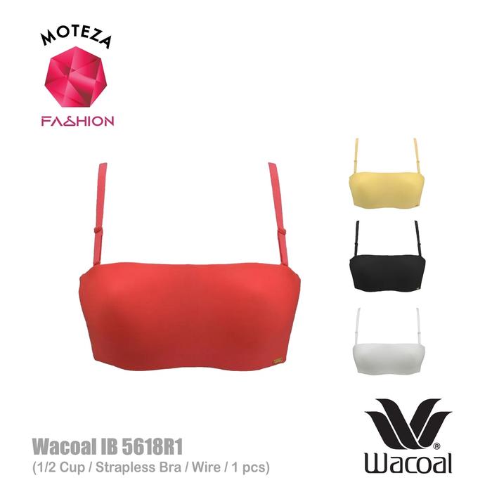 New Wacoal IB 5618 R1 - Strapless Bra 1/2 cup Warna Putih | Merah | Coklat Muda