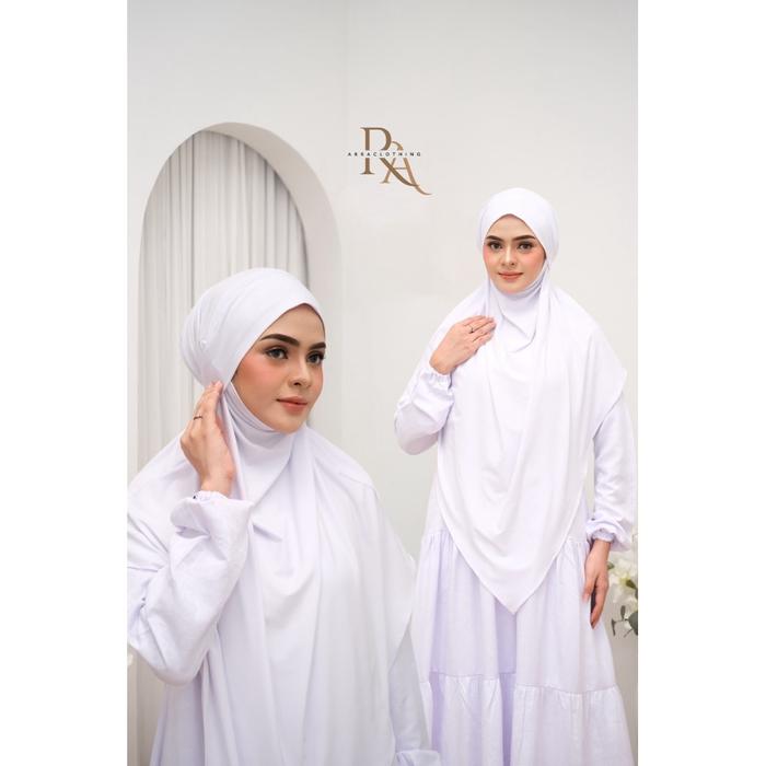 Safitiri Arra Clothing Set Khimar | Gamis Putih | Gamis Umroh | Gamis Haji | French Khimar | Gamis S