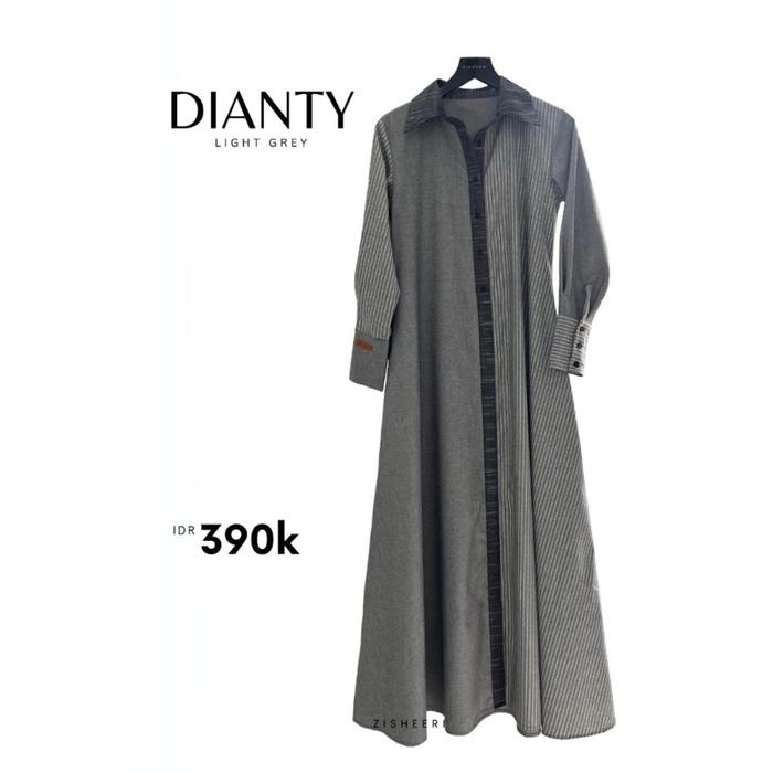 Zisheeri Dianty Dress Light Grey Katun Oxford Adem dan Elegant
