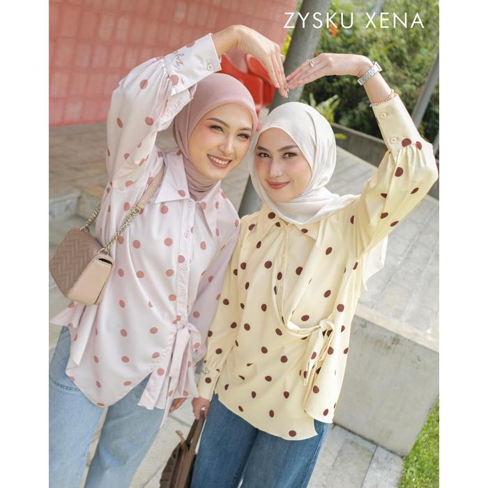 Zysku Xena | Nerine Blouse - 5 Warna | Atasan Kemeja Polkadot Casual