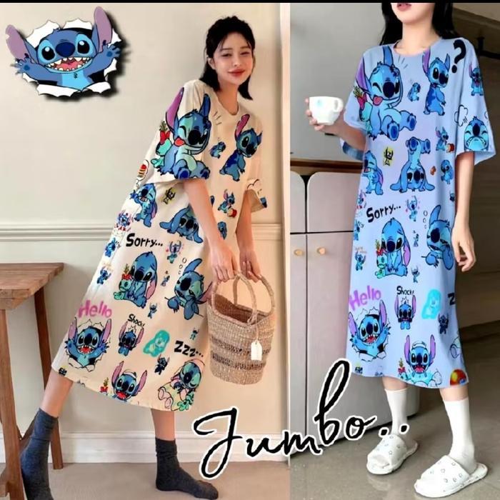 Midi dress stitch jumbo dress big size karakter stitch