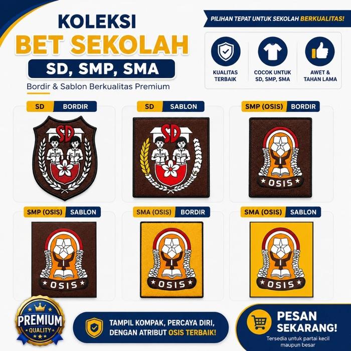 Logo Osis Bordir Sablon Bet Badge Sekolah SD SMP SMA