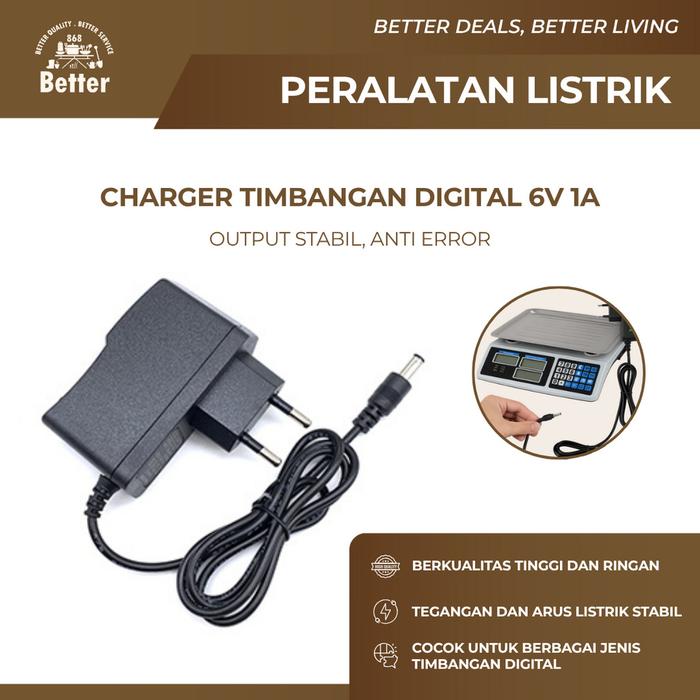 Adaptor Charger Timbangan Digital 6V 1A Kompatibel Timbangan 60kg 150kg