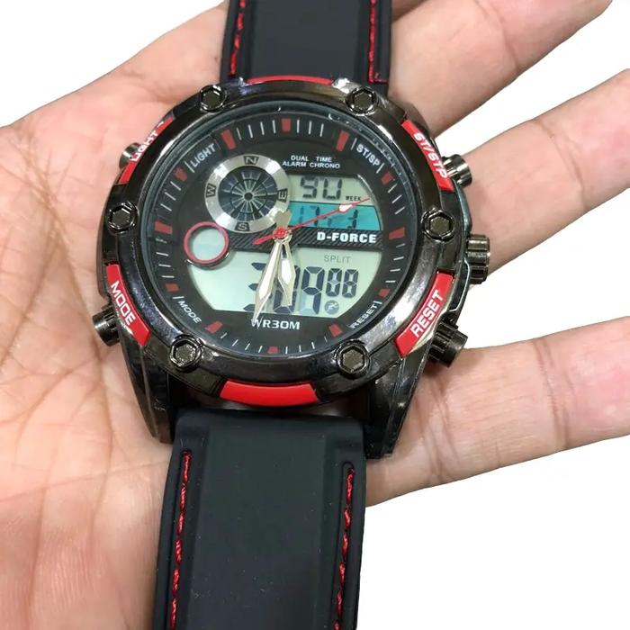 Jam tangan pria D force digital analog dual time water resist jam cowok Watches