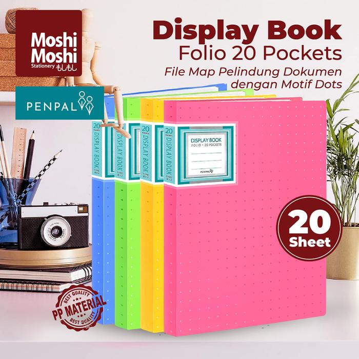 Display Book Clear Holder Folio 20 Pockets File Map Motif Plastik Pelindung Kertas
