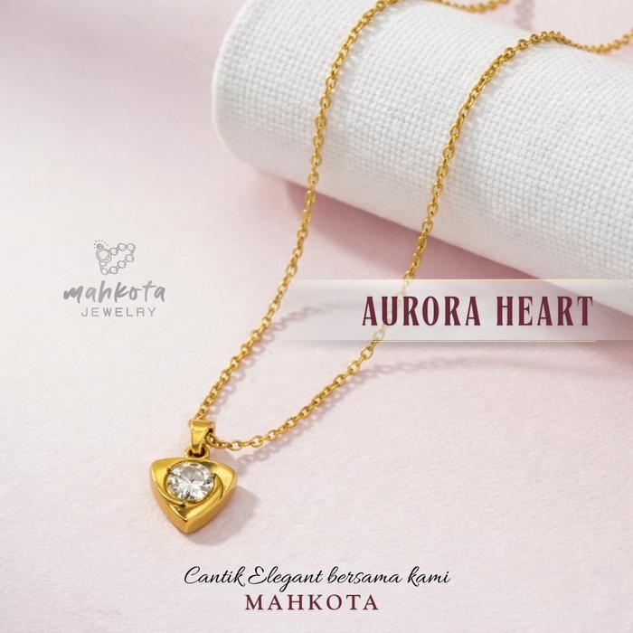 K433 Kalung Model Baru Liontin Permata Batu Kombinasi hati Aestetic Elegant Titanium Wanita Korean S