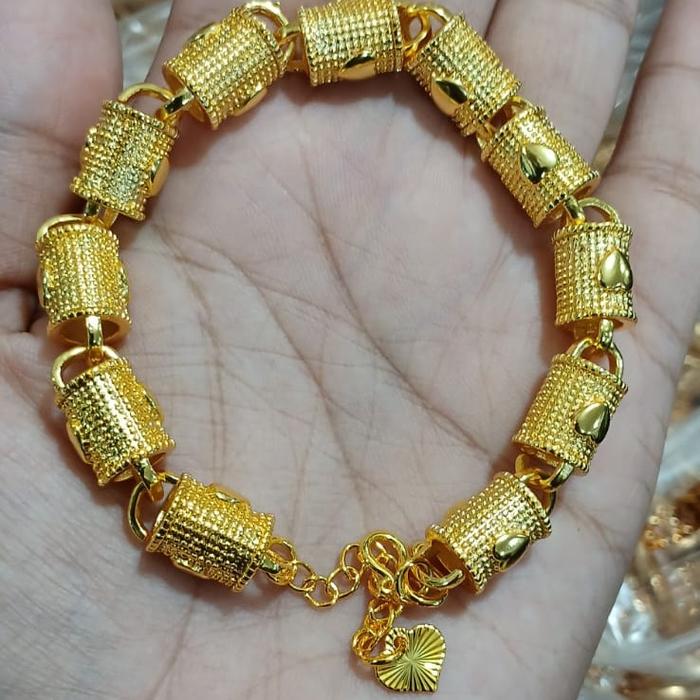 Gelang Hongkong Kuning 18K Fashion Wanita Anti Karat Bracelets Free COD dengan Desain Eksklusif dan 