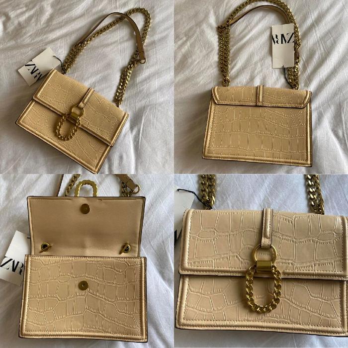 ZARA TAS SLEMPANG METAL BUCKLE SHOULDER BAG BEIGE ASLI BARU ORIGINAL