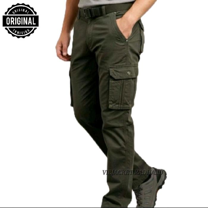 Celana Panjang Bawangcheng Import Model Kargo Kantong Samping untuk Pria dan Wanita - Kanvas Tebal &