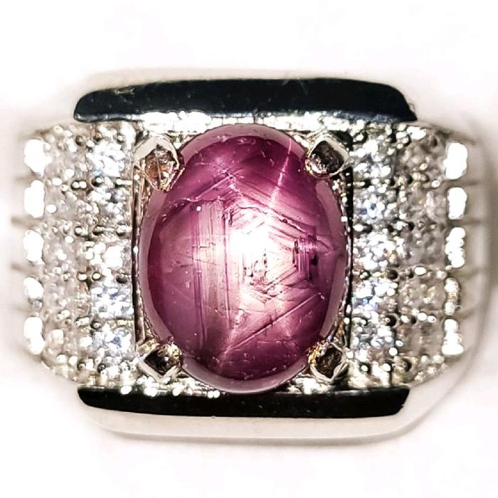 BATU CINCIN AKIK PERMATA RUBY STAR ASLI NATURAL RING PERAK BANGKOK 926 SIAP PAKAI