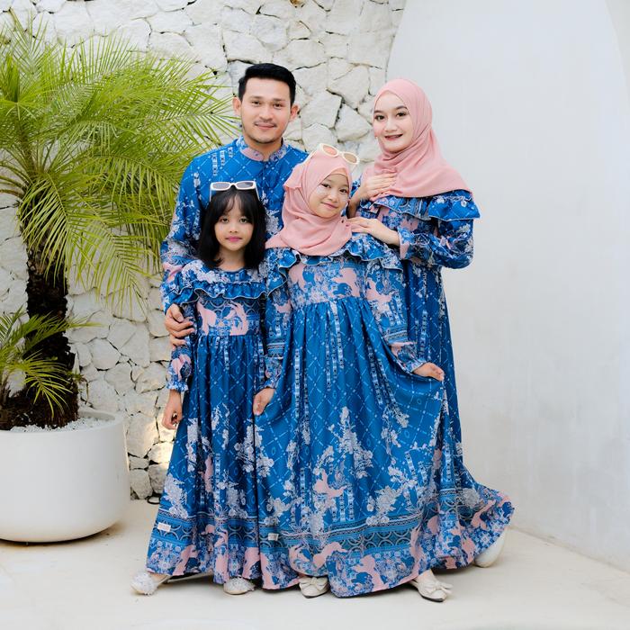 Baju Couple Keluarga Sarimbit Muslim Marina Vol. 2 Emerald Blue Series By Baby Malika | Setelan Gami