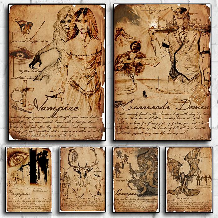 Vintage horror vampire mythical monster Sexy Devil girl Posters