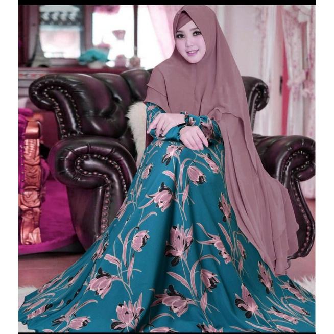 TERLSRISS Gamis Set Khimar Arista Navy Ceruty Baby Doll PREMIUM