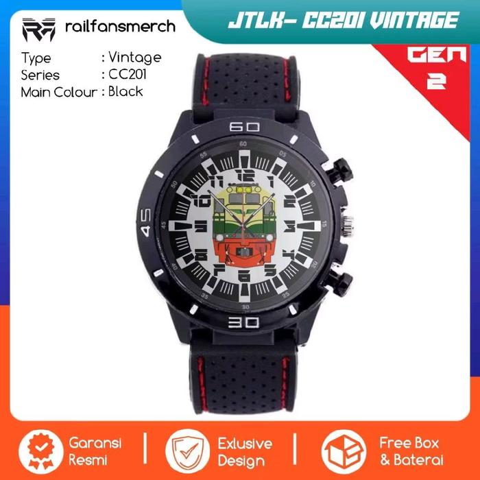 Railfansmerch Jam Tangan Lokomotif CC201 Vintage