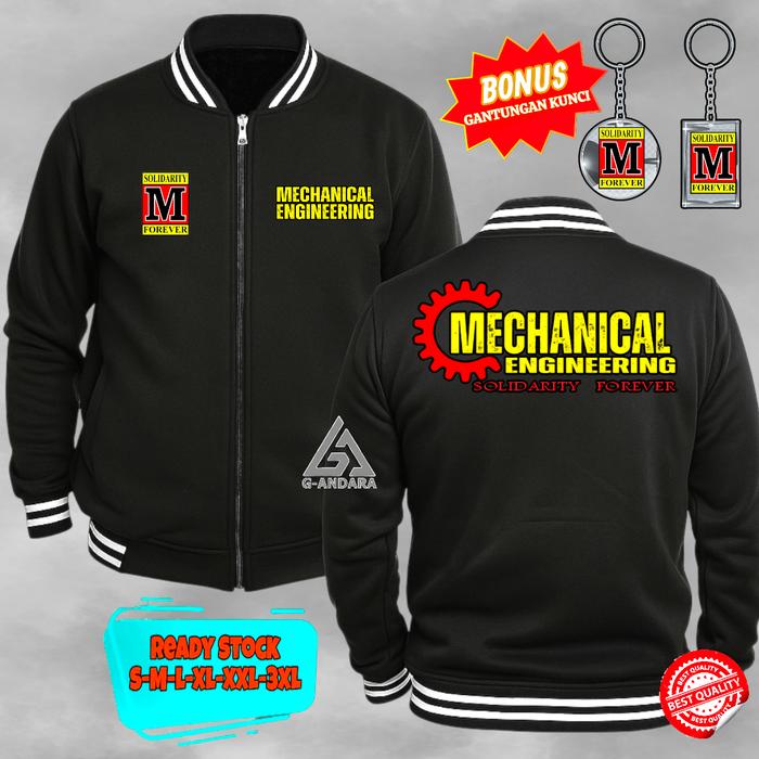 JAKET VARSITY M SOLIDARITY MECHANICAL ENGINEERING DESIGN CASUAL BAHAN COTTON PREMIUM FREE GANCI