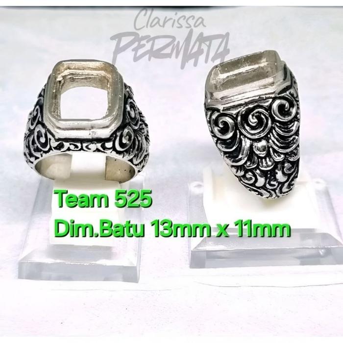 Ring emban alpaka super dim 13x11 tanam kotak motif ukiran bali size jari 9 / pengikat ring cincin b