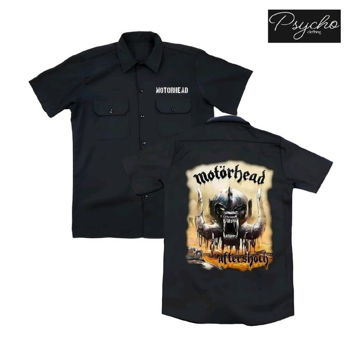kemeja pendek PDH workshit hitam Motorhead distro psycho