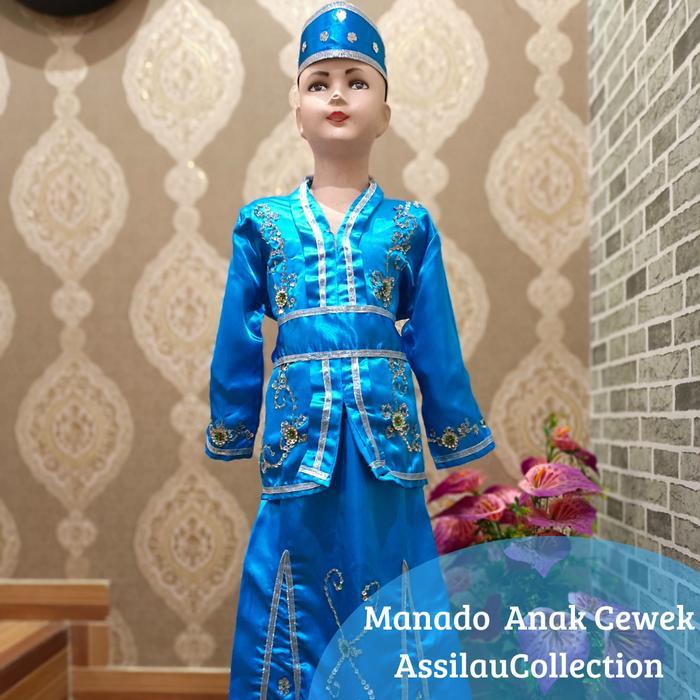 Baju Adat Sulawesi Utara/Manado Anak Satuan (Laki/Cewek) Aksesoris