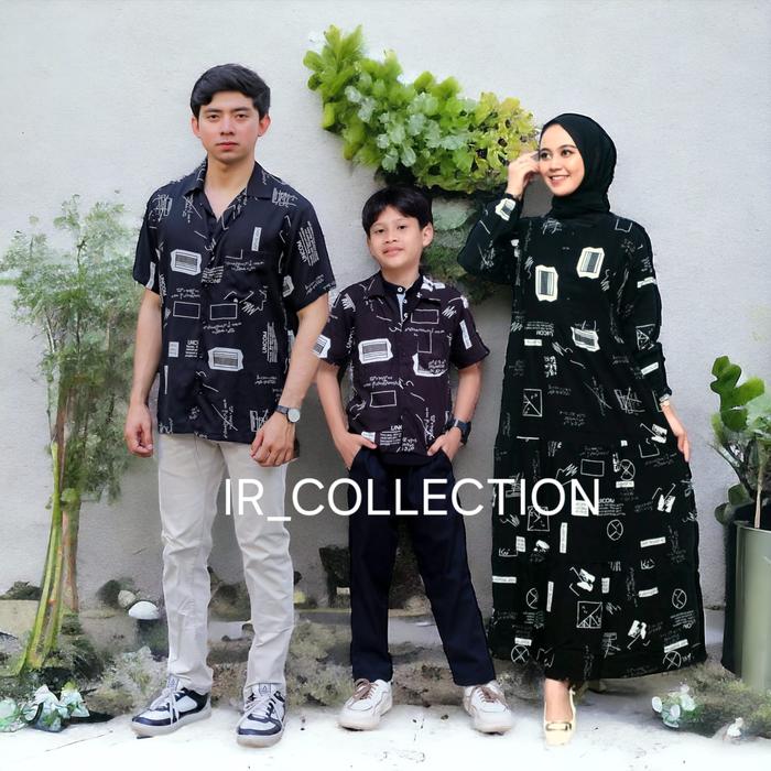 Set gamis motif couple keluarga rayon premium kekinian