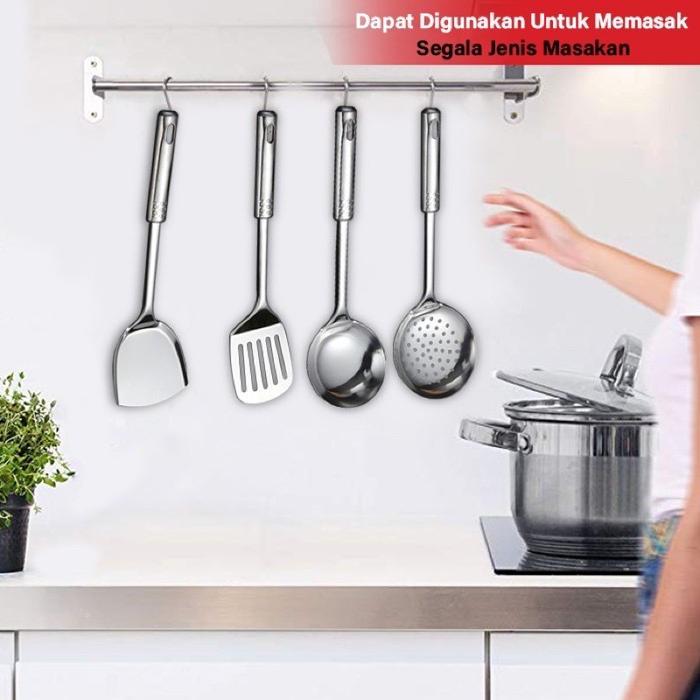 [4 Pcs Spatula Stainless] Sutil Stenless Serok Wajan Spatula Sutil Stainless Steel Sodet Masak Gagan